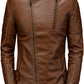 Brown Sheepskin Motorcycle Jacket: Stylish Slim Fit Windbreaker