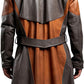 Men's Genuine Sheepskin Leather Coat - Charcoal Grey/Brown, Knee-Length Duster Style