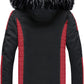 Black Biker Sheepskin Jacket: Hooded, Red Quilted Design, Genuine Leather - Ultimate Style and Warmth