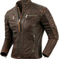 Chic cowhide jackets: Vintage bomber, fall motorcycle, and racer styles for racing enthusiasts.