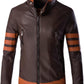 Café Racer Brown Sheepskin Jacket - Retro Slim Fit