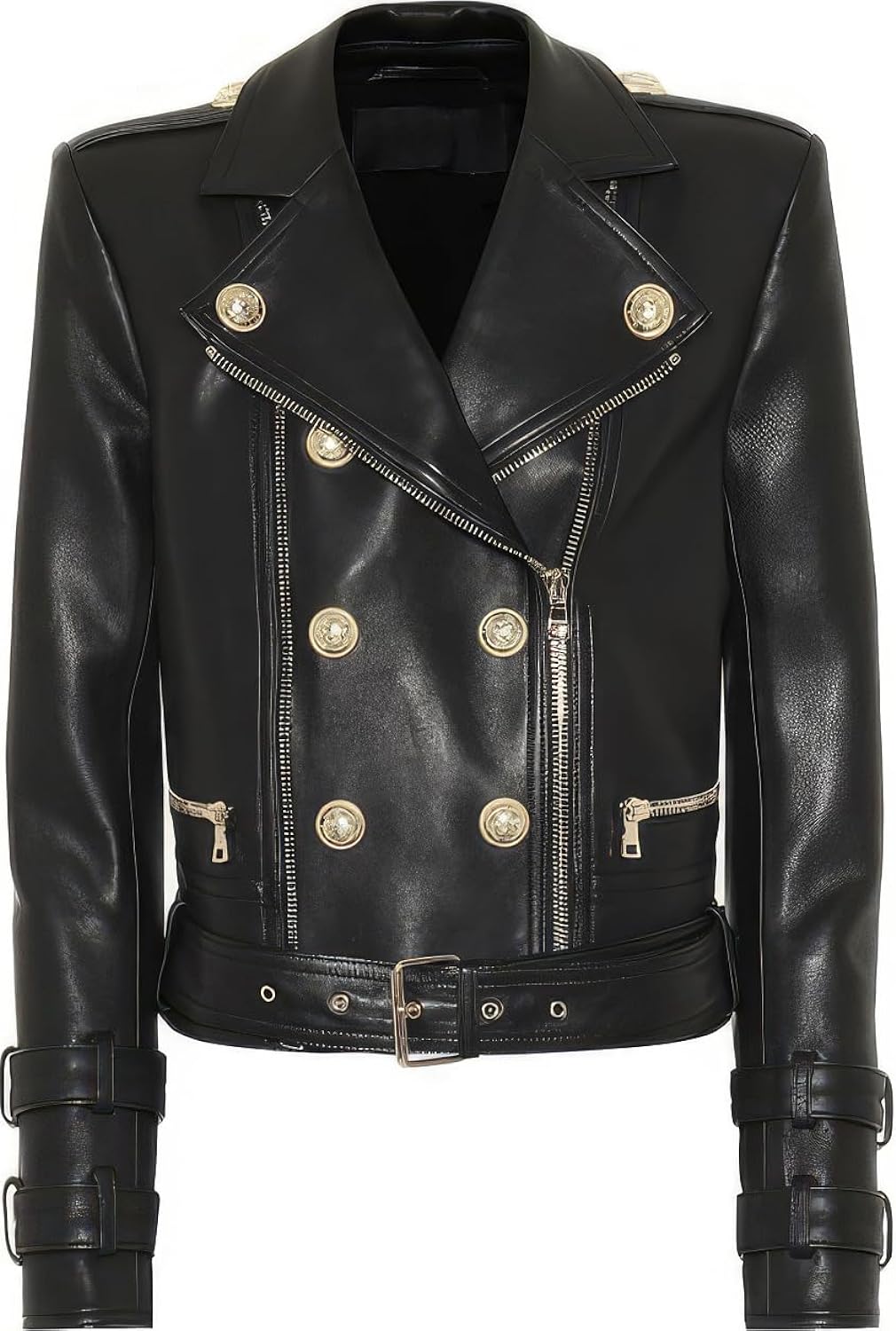 Black Shearling Elegance: Women’s Genuine Sheepskin Mid-Length Coat, Korean Style, Belted Slim Fit