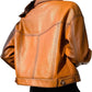 Genuine Sheepskin Jacket: Vintage Chic, Timeless Collar, Secure Closure – Effortless Elegance & Utility.