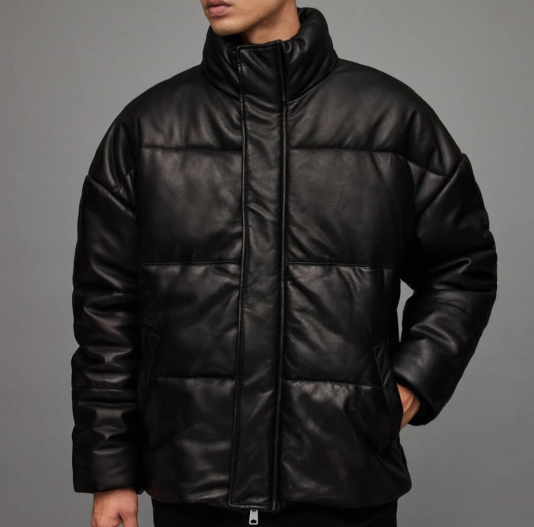 Men's Leather Puffer Jacket Padded Jacket  Men Puffy Leather Jacket Leather Jacket Gift for Men Leather jacket s,Mens Leather Coats and jackets ,Leather Jacket women s|Leather coats for men 