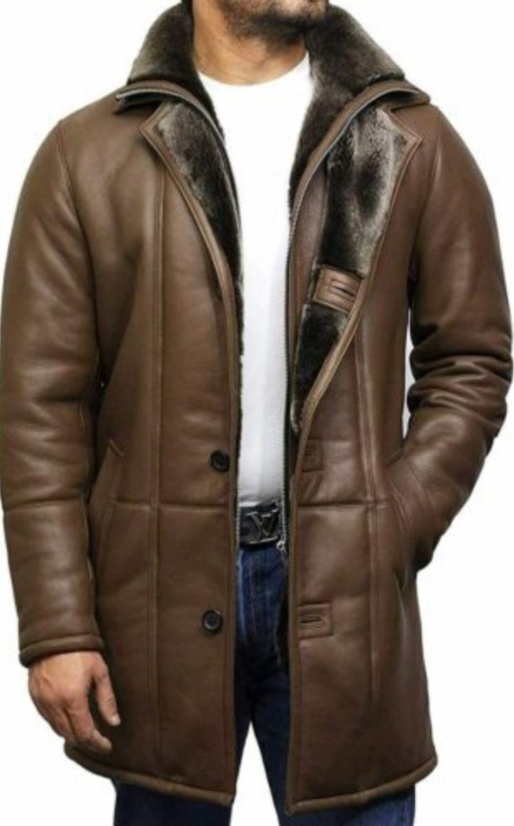 Men’s Bomber Fur Shearling Sheepskin Leather Coat