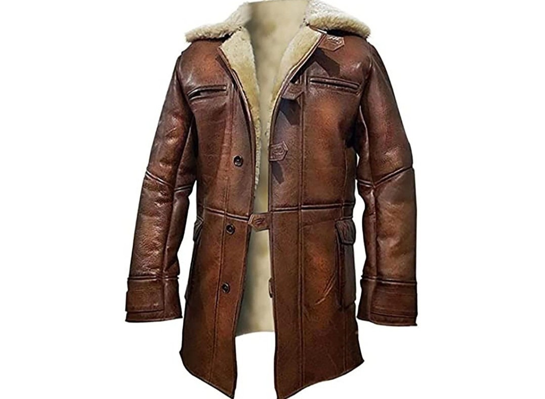 Men's Brown Bomber Fur Shearling Warm Duffle Leather Coat Leather jacket s,Mens Leather Coats and jackets ,Leather Jacket women s|Leather coats for men 