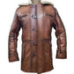 Men's Brown Bomber Fur Shearling Leather Coat