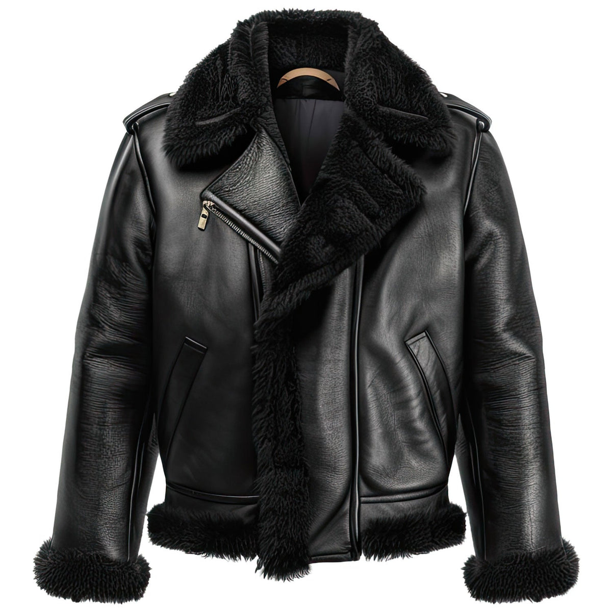 Jet Black Leather Aviator Coat Jacket Gift for Men|Leather coats for men